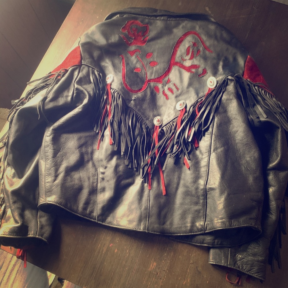 Leather fringe jacket